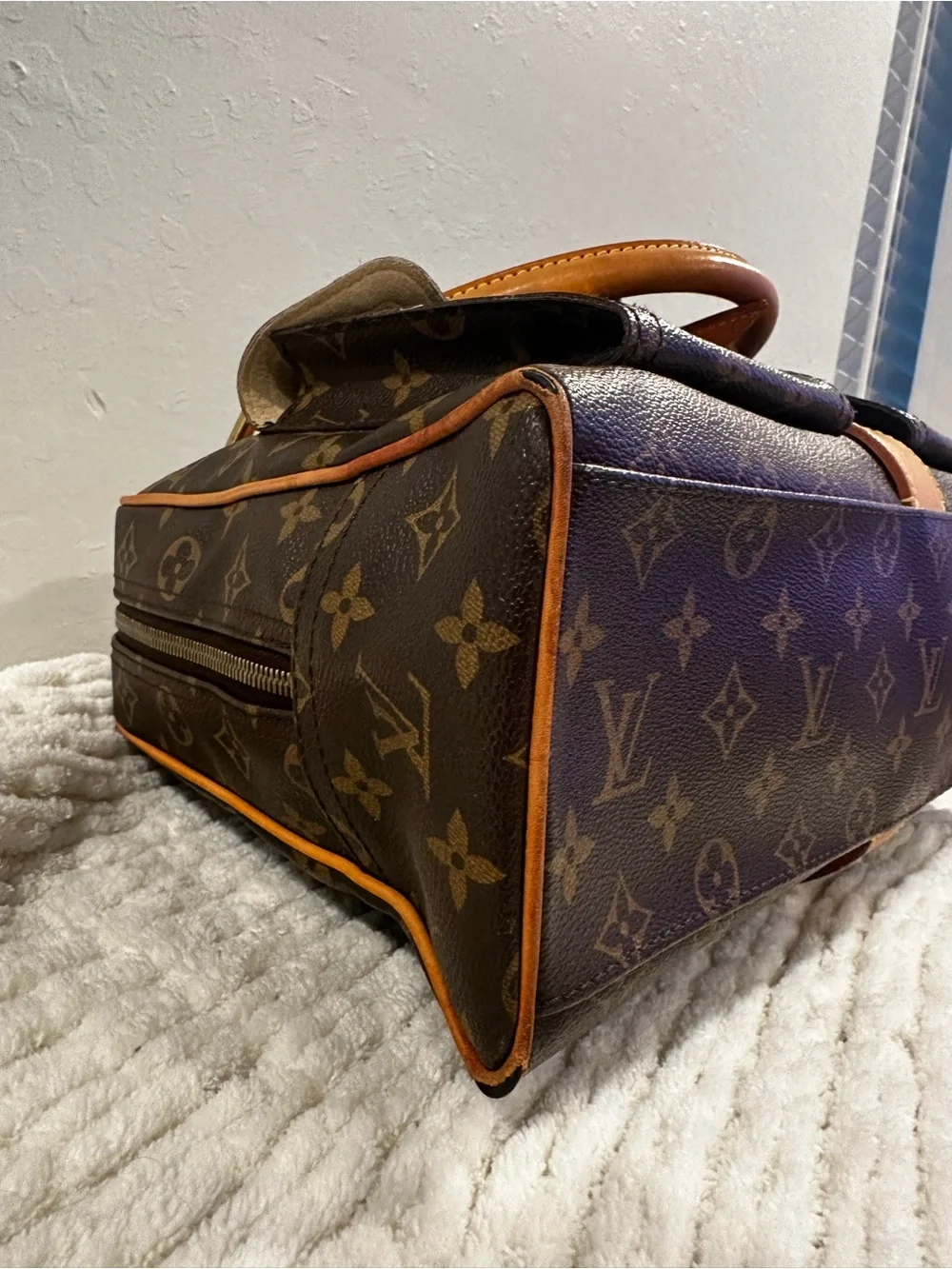 Louis Vuitton Brown Monogram Satchel with Tan Trim